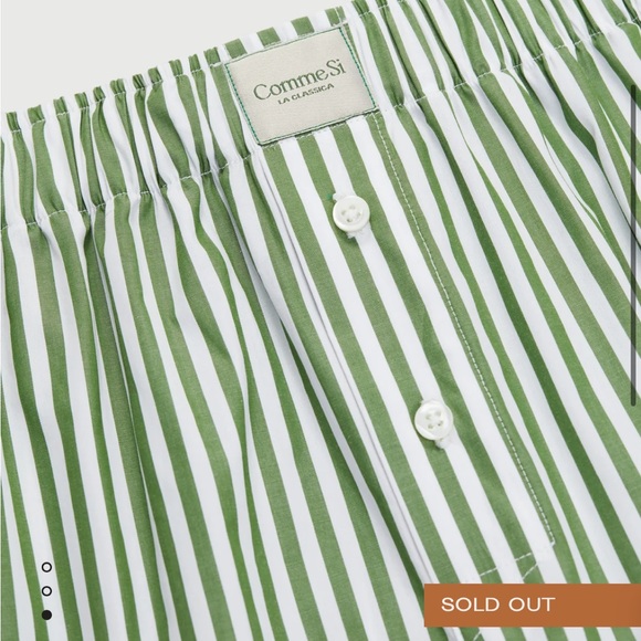 Viral! Comme Si La Boxer Alta, Cotton Poplin Green Martini Stripe Sold Out - Picture 2 of 6